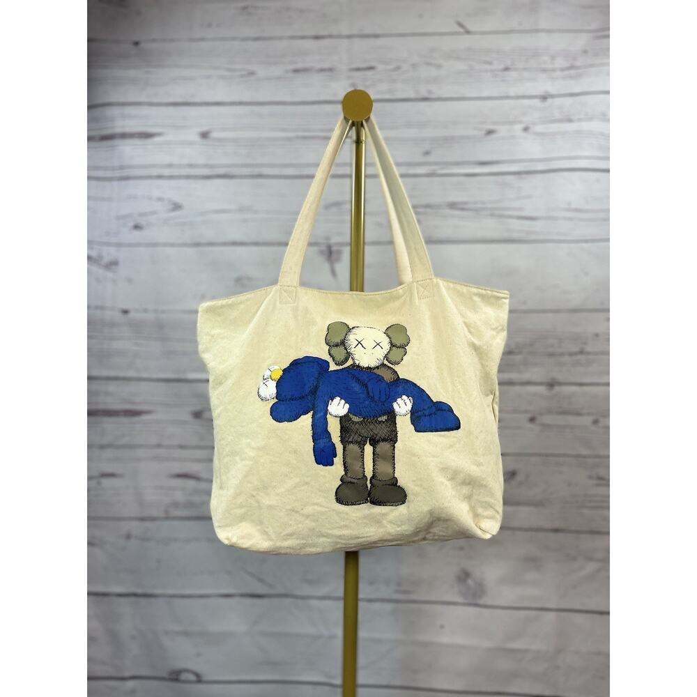 KAWS x Uniqlo Gone Tote Bag Natural Canvas Rare 2019 Art Graphic Shopper Bag